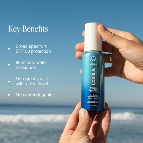 COOLA Organic Sunscreen SPF 50 - Daily Face Mist for Ultimate Skin Protection | Vegan, Gluten-Free, 3.4 Fl Oz