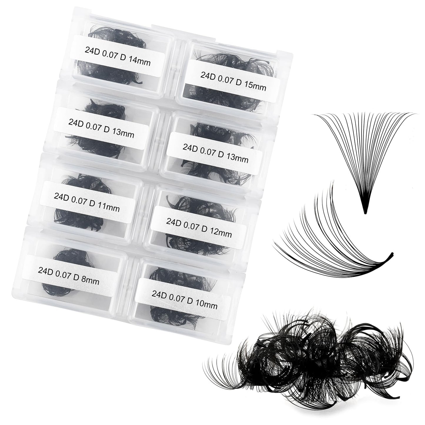 Lash Extension 24D Premade Fans Eyelash Extensions 600pcs Pre Made Fans Lash Extensions Premade Lash Fans Volume Lash Extensions D Curl Eyelash Extension Premade Fans (24D-0.07D-8-15mm)