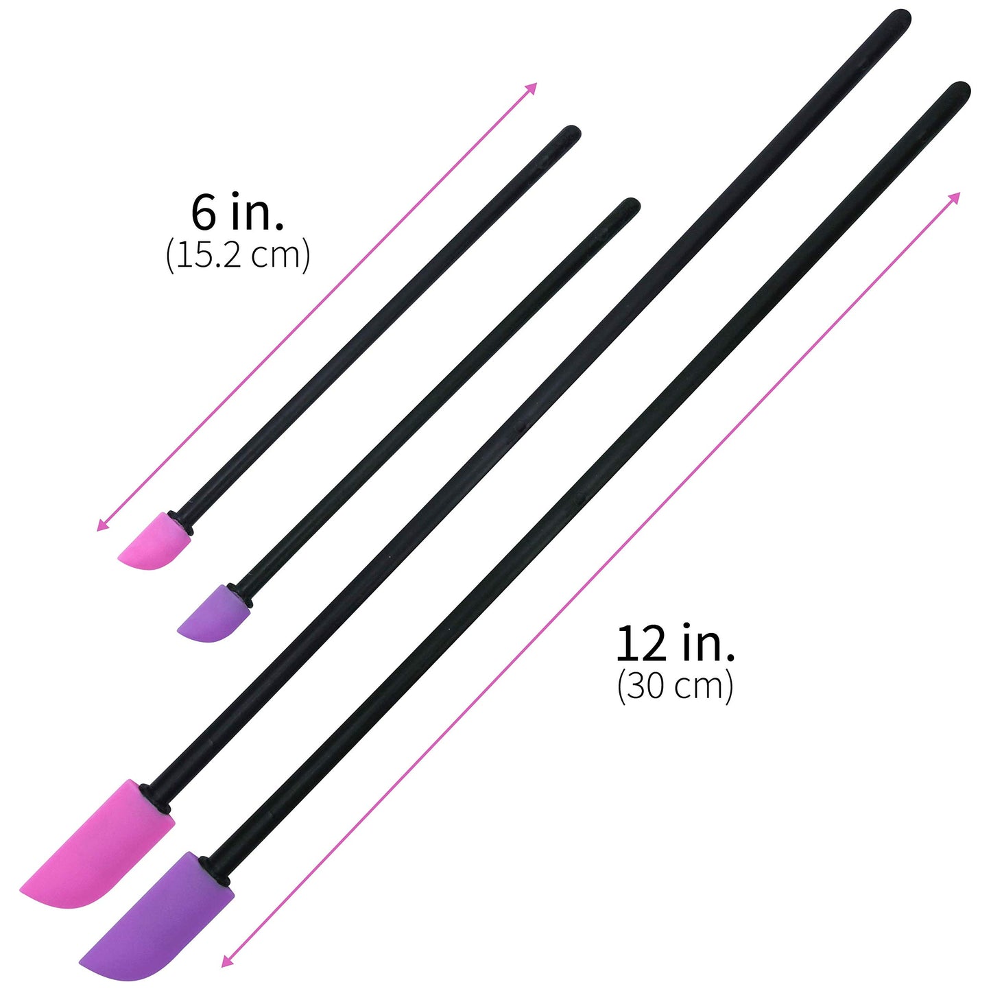 S&T INC. Makeup Spatula, Large and Mini Silicone Spatula Set for Cosmetics, Shampoo, Hair Care, and Skin Care Products, 4 Piece Set, Pink/Purple