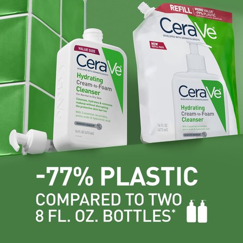 CeraVe Hydrating Foam Cleanser - Gentle Makeup Remover for Dry Skin | 16 oz Fragrance-Free Refill