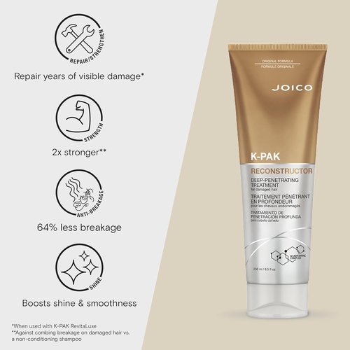 Joico K-PAK Reconstructor Deep-Penetrating Treatment | For Severely Damaged Hair | Repair & Strengthen Strands | Rebuild & Fortify Damaged Hair | Improve Elasticity | With Keratin & Arginine