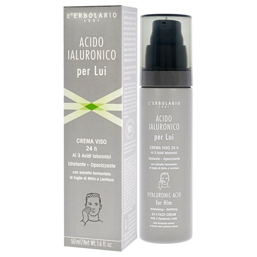 L'Erbolario Hyaluronic Acid Moisturizing Mattifying Face Cream for Men - 1.6 oz Tube