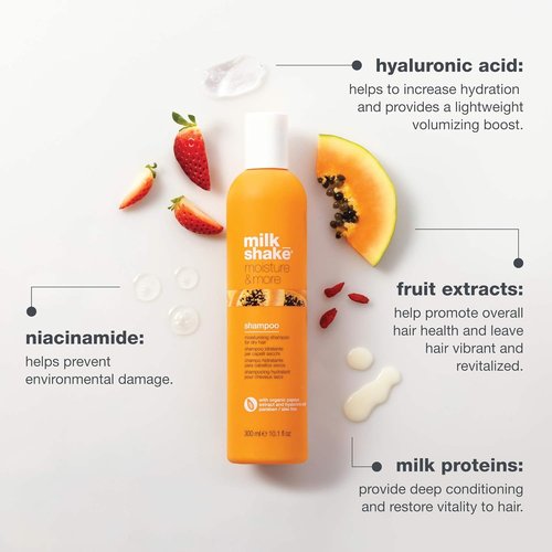Milk_shake Moisture & More Shampoo - Hydrating Shampoo for Dry Hair | Restores Shine & Softness | 10.1 Fl Oz | Tropical Scent