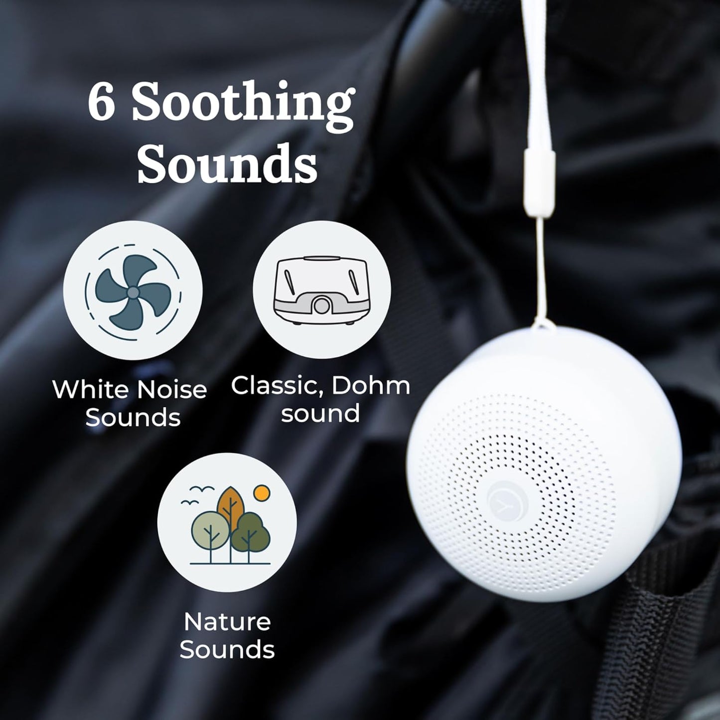 Yogasleep Travel Mini White Noise Machine - 6 Soothing Sounds, Volume Control & Dimmable Night Light