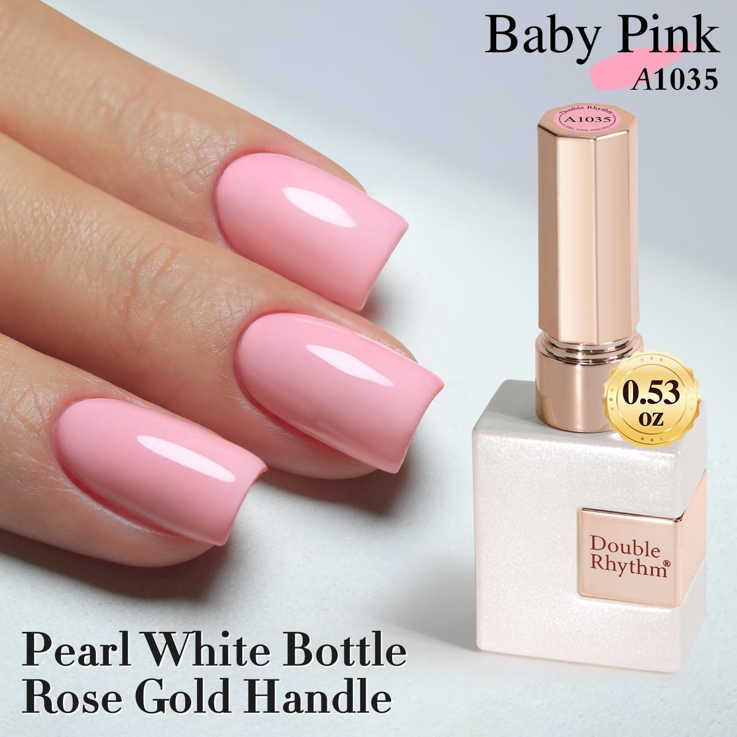 Double Rhythm 15ML Gel Polish Jelly Sheer Pastel Light Milky Color 1 PC 0.53 OZ Bottle UV Nail Polish Art Salon at Home for Women (Pink-B-A1035)