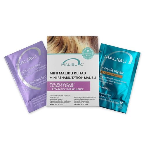 Malibu C Mini Rehab Malibu Blondes | Vitamin Complex Hair Remedy - Restores Vibrancy for Natural & Processed Blondes - 2 Packets