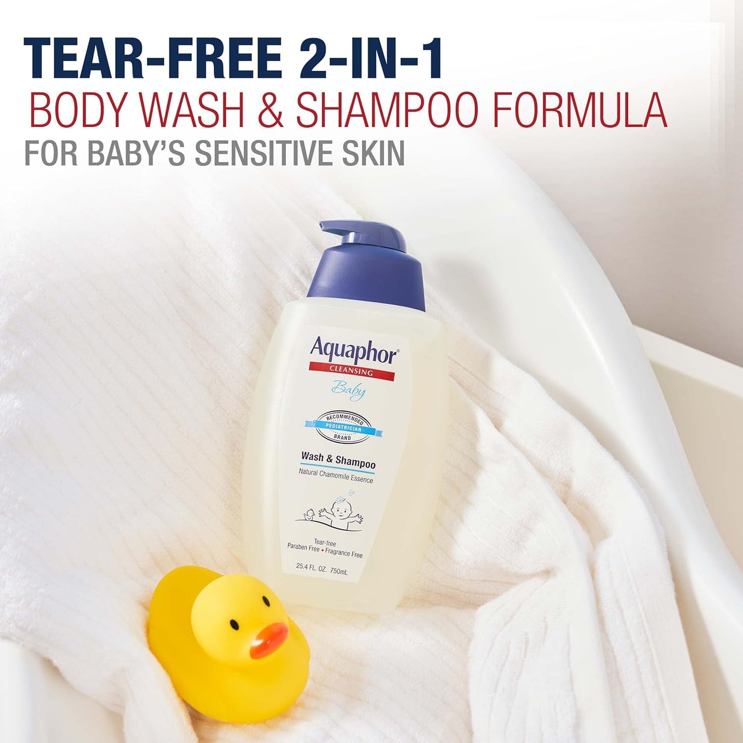 Aquaphor Baby Wash & Shampoo - Unscented Gentle Formula in 25.4 Fl Oz Pump Bottle
