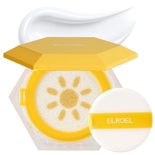 ELROEL Pang Pang Sun Cushion Plus - Lightweight Hypoallergenic Sunscreen with Puff Sponge - SPF50+ PA++++ (0.53 oz)