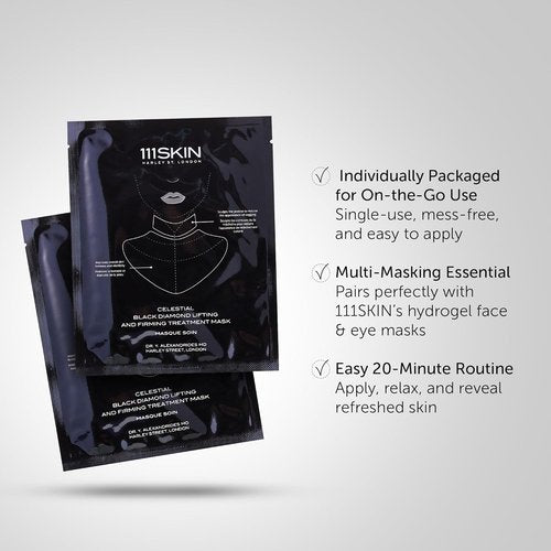 111SKIN Black Diamond Neck Mask - Lifting & Firming Hydrogel for Fine Lines & Sagging Skin | 5 Sheets (1.45 fl oz Each)
