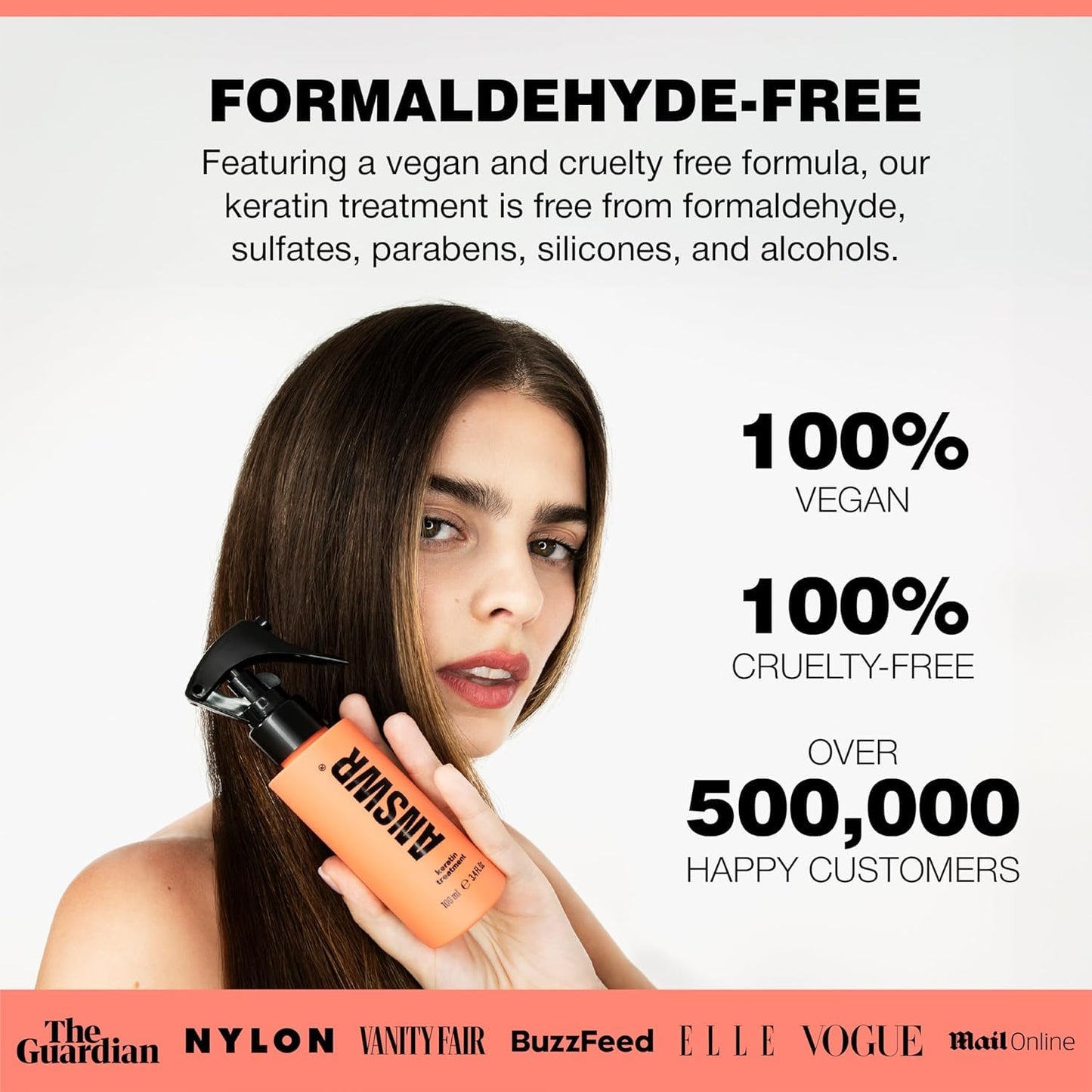 ANSWR At Home Brazilian Keratin Hair Treatment - Eliminates Frizz, Salon Results, Sulfate-Free | 3 x 100ml Kit