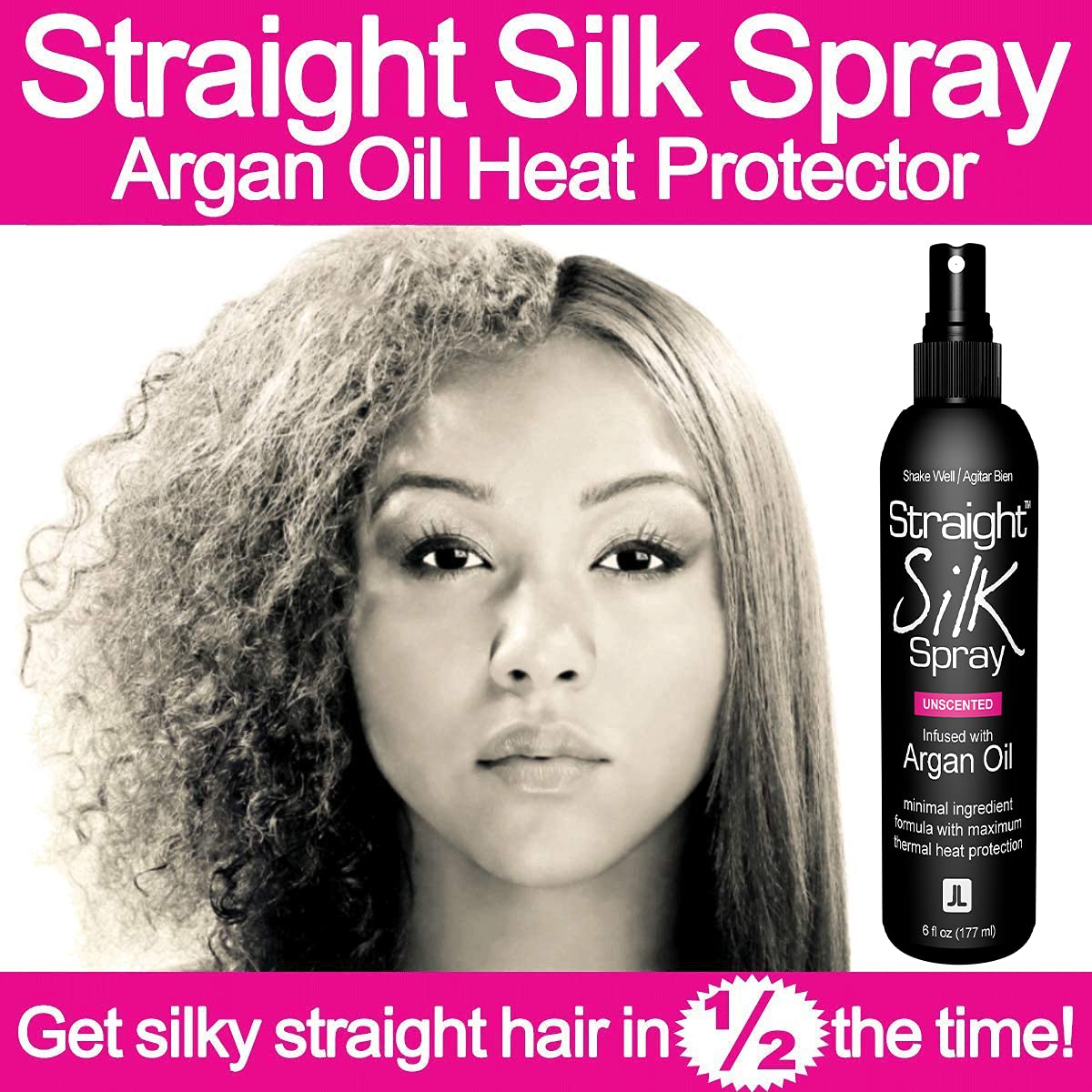 Skiennix Straight Silk Spray - Moroccan Argan Oil Thermal Protector | Alcohol-Free Heat Protectant up to 450°F | 6oz