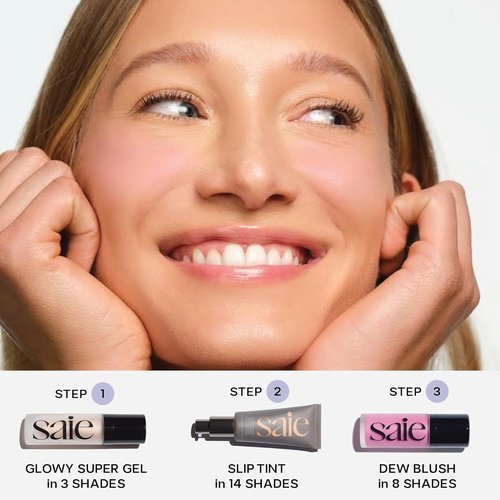 Saie Glowy Super Gel - Hydrating Makeup Primer & Illuminating Serum with Vitamin C - Roseglow (1 oz)