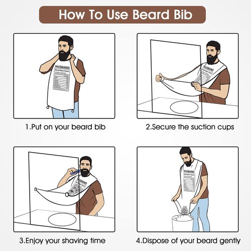 Beard Bib Trimmer Catcher, Gifts for Him Husband, Beard Hair Catcher for Sink, Personalized Gifts for Men, Waterproof Non-Stick Beard Cape with 4 Suction Cups, Grooming Accessories(Husband)
