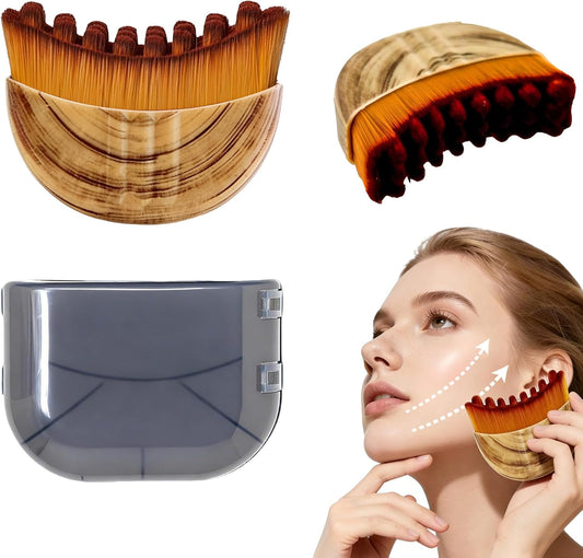 Skiennix Lymphatic Contour Face Brush - Super Soft Manual Massager for Sculpting & Reducing Puffiness | Portable Case Included