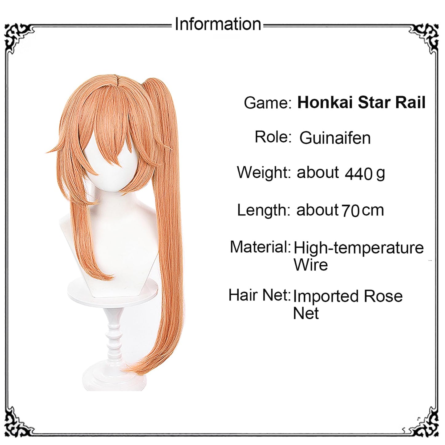 XiongXiongLe Honkai Star Rail Guinaifen Cosplay Wig Long Straight Orange Hair Wigs for Women Girls Cos Anime Game Party Halloween Christmas(Guinaifen)