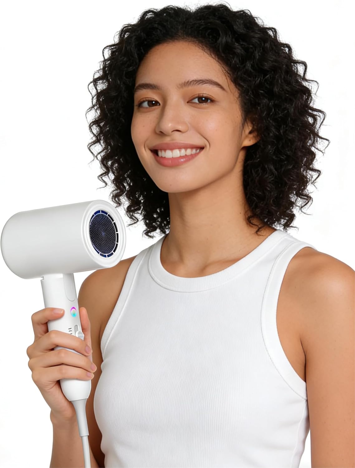 Skiennix Ionic Hair Dryer - 2000W Foldable Travel Blow Dryer | Portable, Low Noise, Compact Design in White