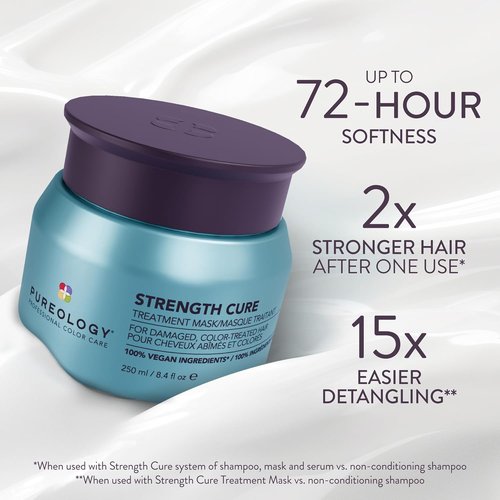 Pureology Strength Cure Hair Treatment Mask - Intense Repair for Damaged Hair | Restores Softness & Detangles