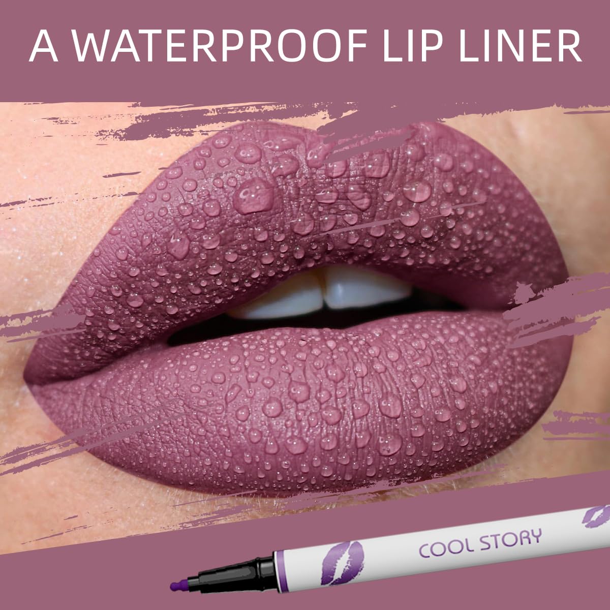 COOL STORY Matte Lip Liner Pencil - Waterproof, Long-Lasting Formula for Fuller Lips | Soft Purple 08