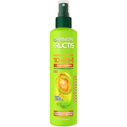 Garnier Fructis Sleek & Shine 10-in-1 Treatment - Frizz Control & Moisture, 8.1 Fl Oz