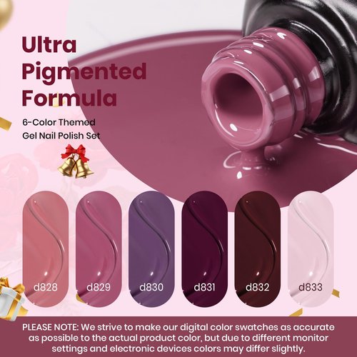 Beetles Purple Gel Polish Set - 6 Color Spring Purple Burgundy Maroon Mauve Plum Gel Polish Kit, Soak Off UV LED Nail Gel for Autumn Manicure Nail Art Gifts for Women