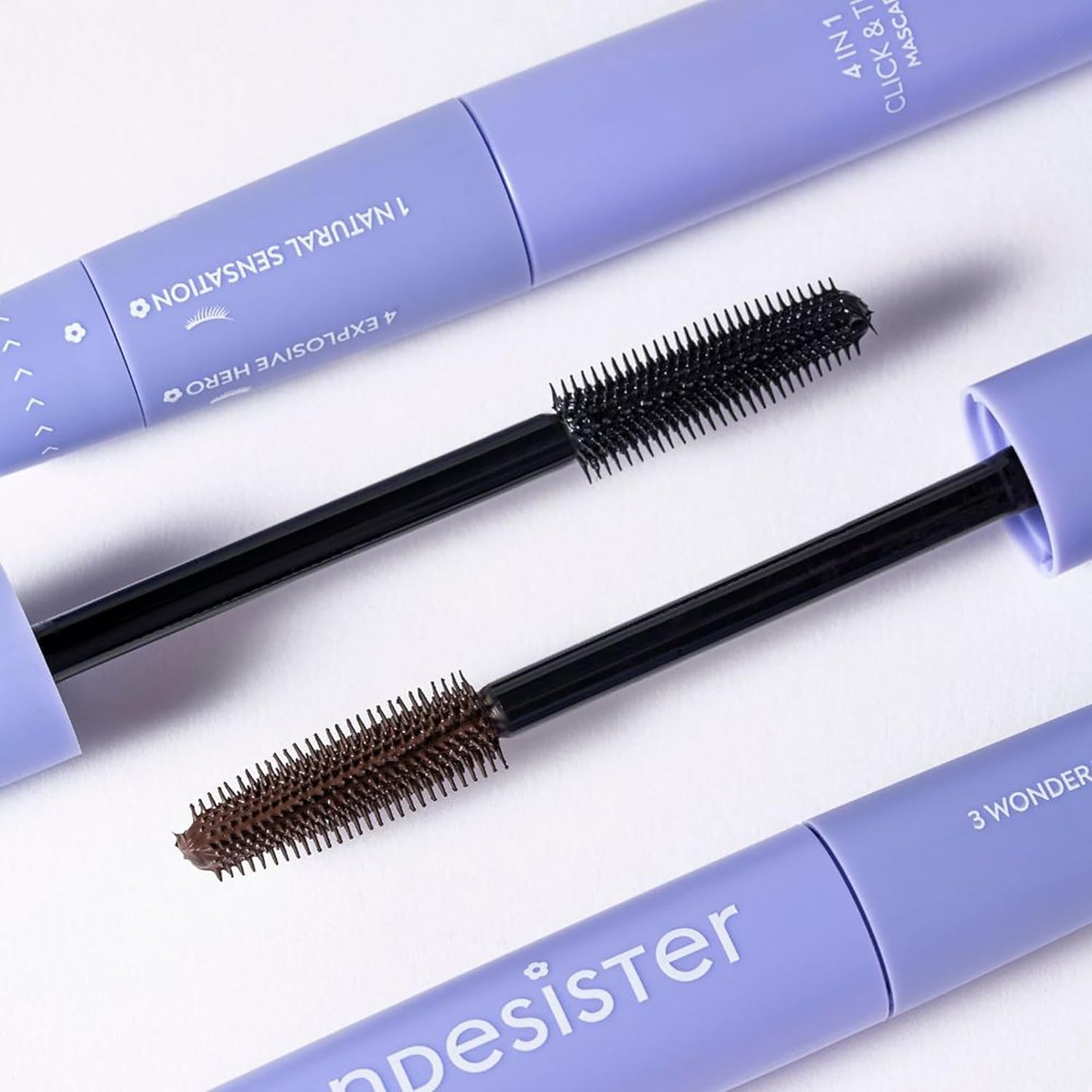 Skiennix 4-In-1 Click And Turn Mascara - Volume & Length - High Pigmentation, Waterproof - Ultra Black, 0.4 oz