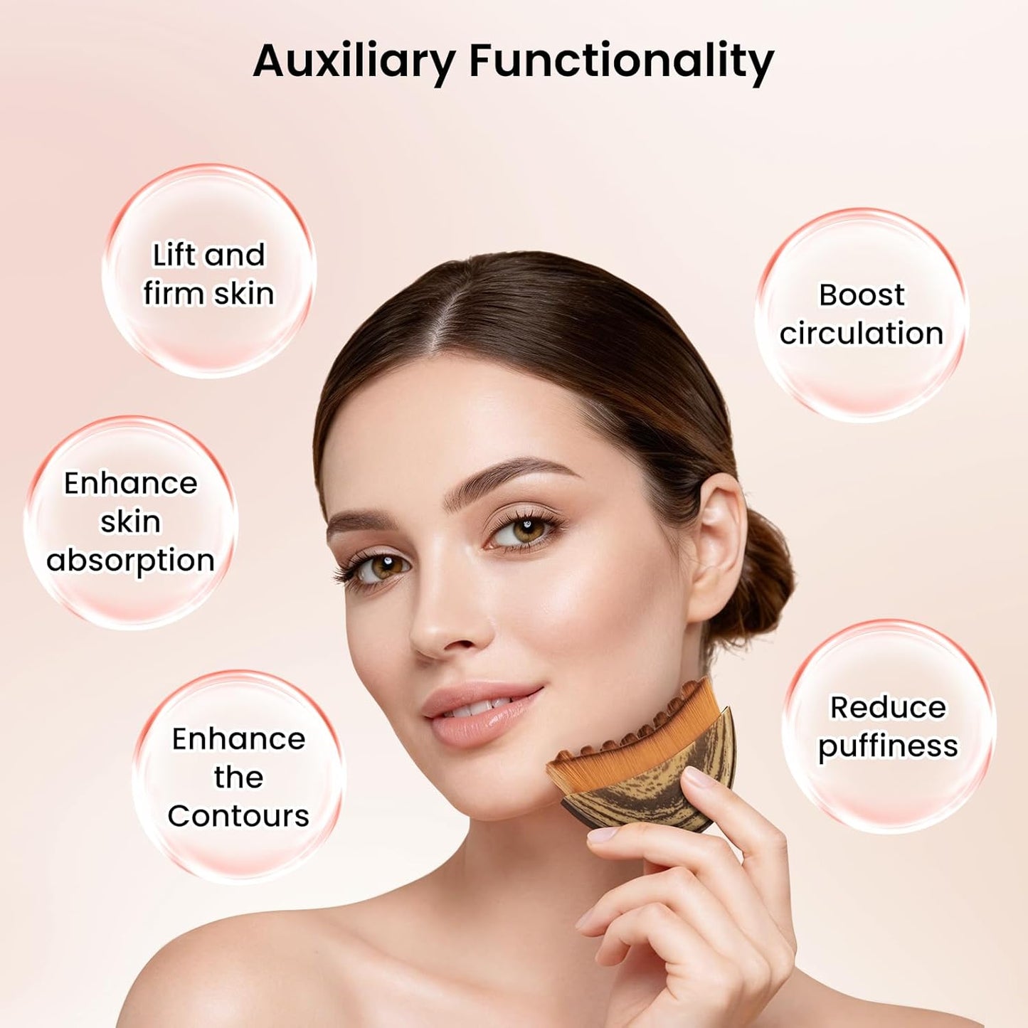 Skiennix Lymphatic Facial Contour Brush - Lift, Sculpt & Depuff for Glowing Skin - 1 Piece Massage Tool