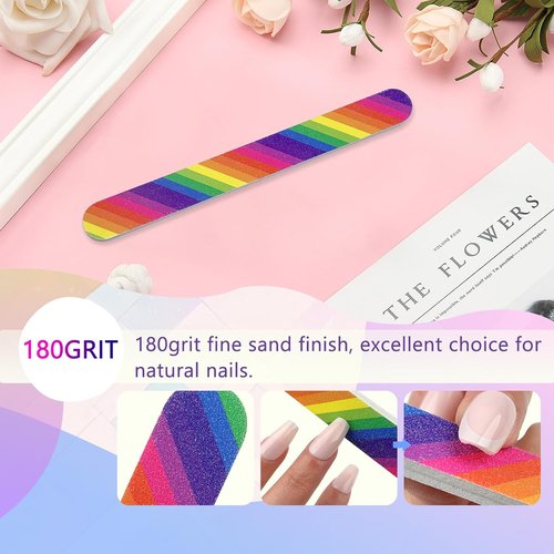 LNAUJS Nail Files - 12PCS Professional Double-Sided 100/180 Grit for Manicure & Pedicure