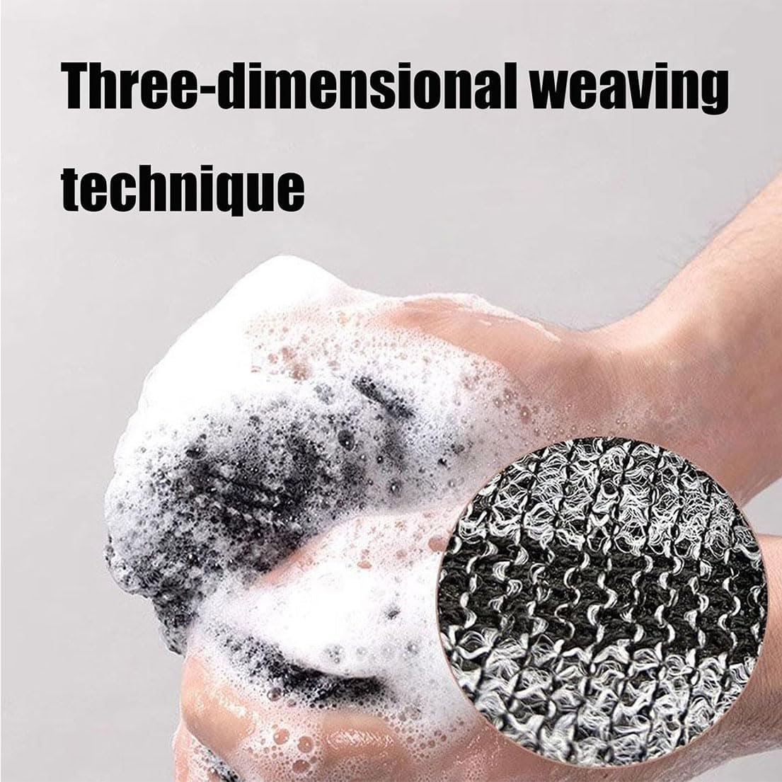 Skiennix Exfoliating Shower Towel - Long Washcloth Scrubber for Men & Women | Black