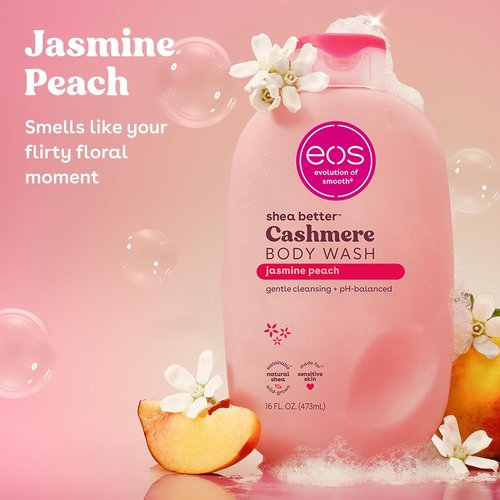eos Cashmere Body Wash - Jasmine Peach, Moisturizing Gel Formula with Shea Butter & Vitamin E, 16 fl oz