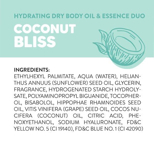 Onyx Professional Hydrating Dry Body Oil - Coconut Bliss | 3.7 Fl Oz, 2-Pack for Silky Skin