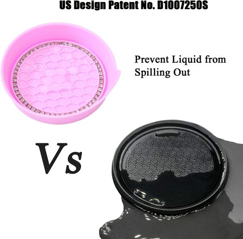 Amooca Car Cup Coaster - Universal Non-Slip Rhinestone Holders | 4-Pack Pink Interior Accessories