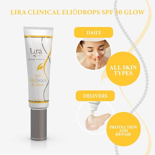 Lira Clinical EliōDrops SPF 30 Glow - 1 Fl Oz - Broad Spectrum Zinc Oxide Sunscreen Serum for All Skin Types
