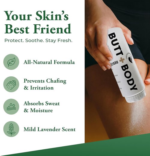 Palm Beach Naturals Butt & Body Rescue Powder - Talc-Free Whole Body Deodorant for Men & Women | Absorbs Sweat & Controls Odor - 4oz