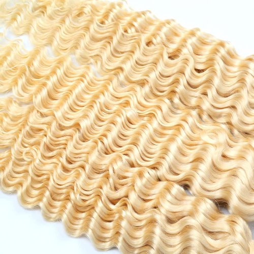 34 Inch Blonde Human Hair Bundles 613 Deep Wave Bundles Blonde Deep Wave Human Hair Bundles Brazilian Unprocessed Virgin Hair 1 Bundle 613 Blonde Bundles Human Hair Weave