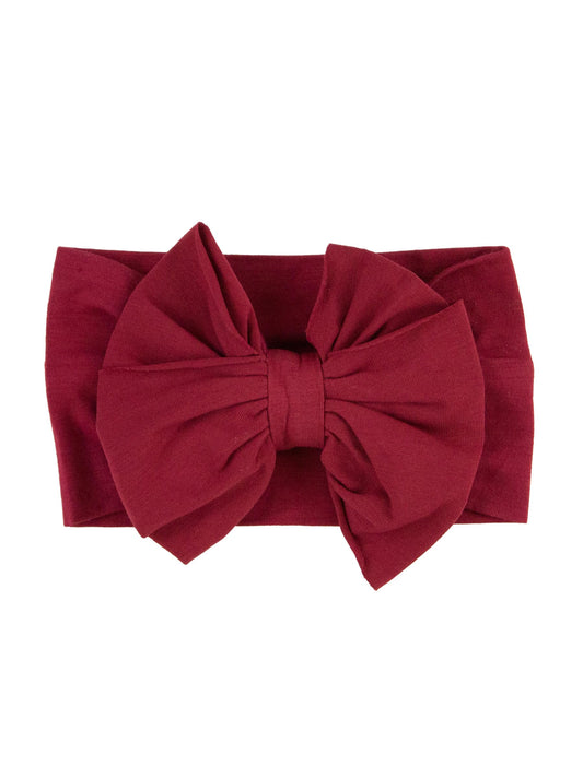 RuffleButts Dark Cherry Big Bow Headband - One Size