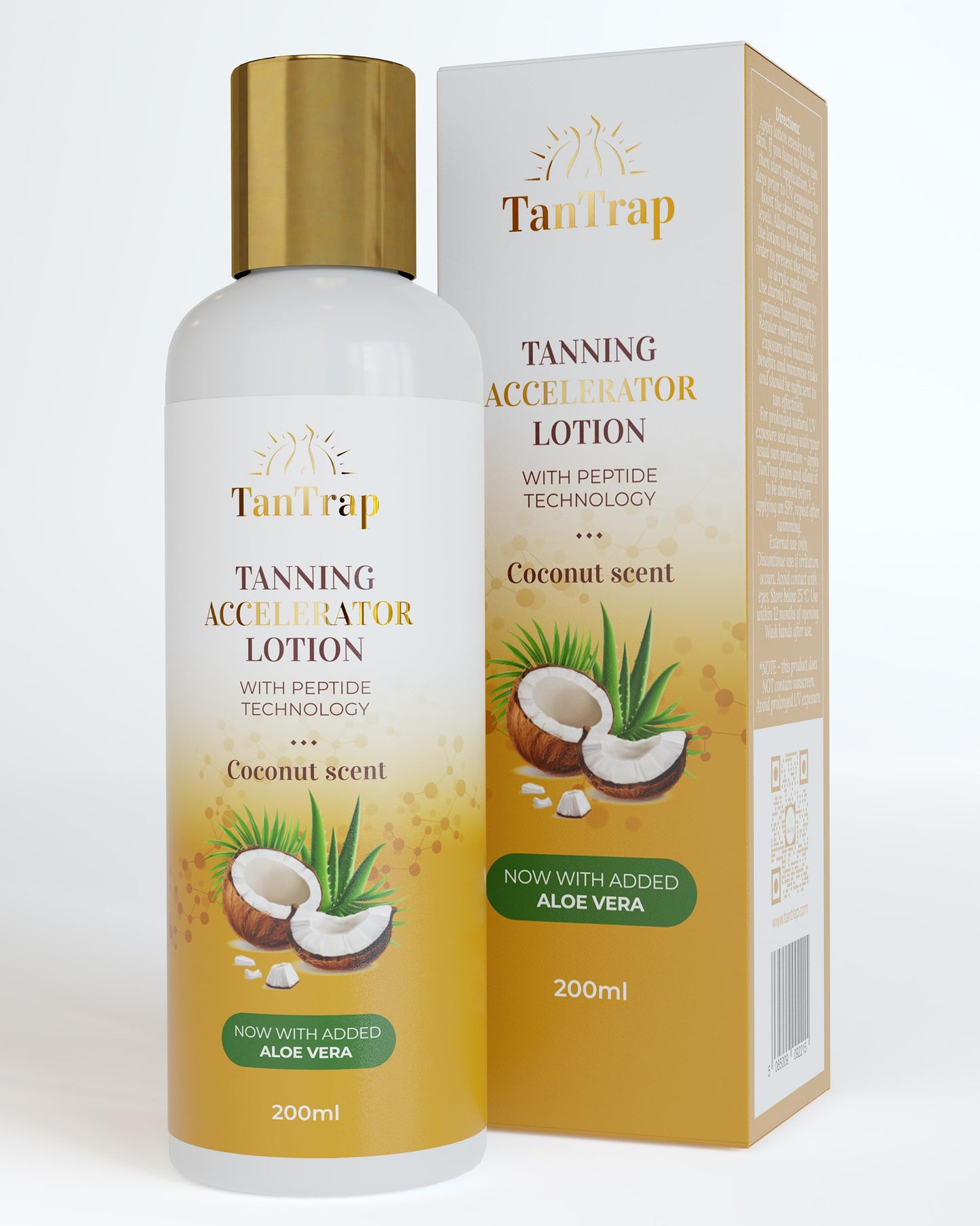 Peptide Tanning Accelerator Lotion (200 Ml) - Melanin Activating Peptides, Enriched With Aloe Vera, Lauric Acid And Vitamin E - Effective In Sunbeds & Outdoor Sun. SPF0 - Tantrap Tan Enhancer.