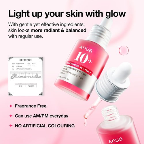 Anua Niacinamide 10 + TXA 4 Serum - Dark Spot Care & Hydration | Lightweight Korean Skincare 1.01 fl. oz