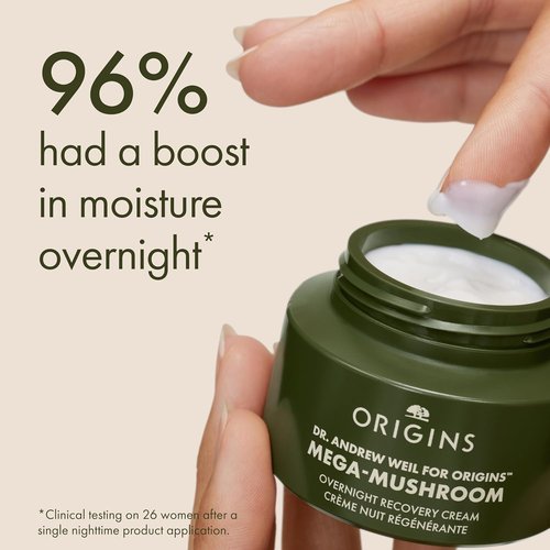Origins Mega-Mushroom Overnight Recovery Cream - Deep Hydration & Redness Reduction | 1.7 Fl Oz