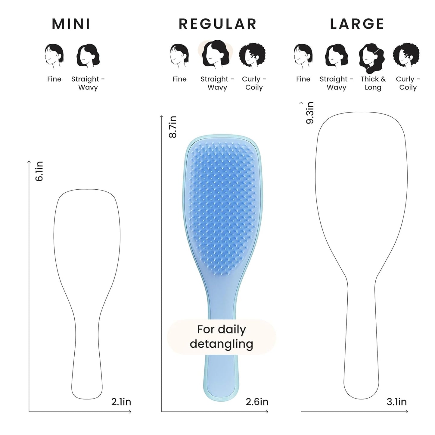 Tangle Teezer Ultimate Detangler Brush for Wet & Dry Hair, Eliminates Knots & Reduces Breakage for Straight to Wavy Hair Types, Denim Blues