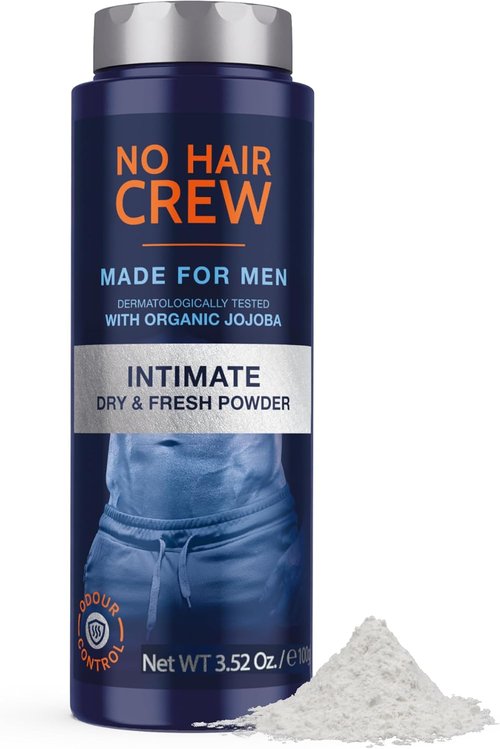 No Hair Crew | Intimate Dry & Fresh Body Powder for Men - Sweat Defense & Odor Control | 3.5 oz