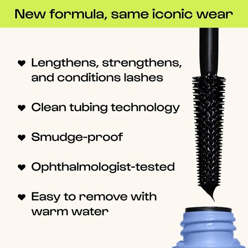 Alleyoop Tubing Mascara Black - Long-Lasting, Smudge-Proof Formula with Biotin & Peptides | 8 mL Full Size
