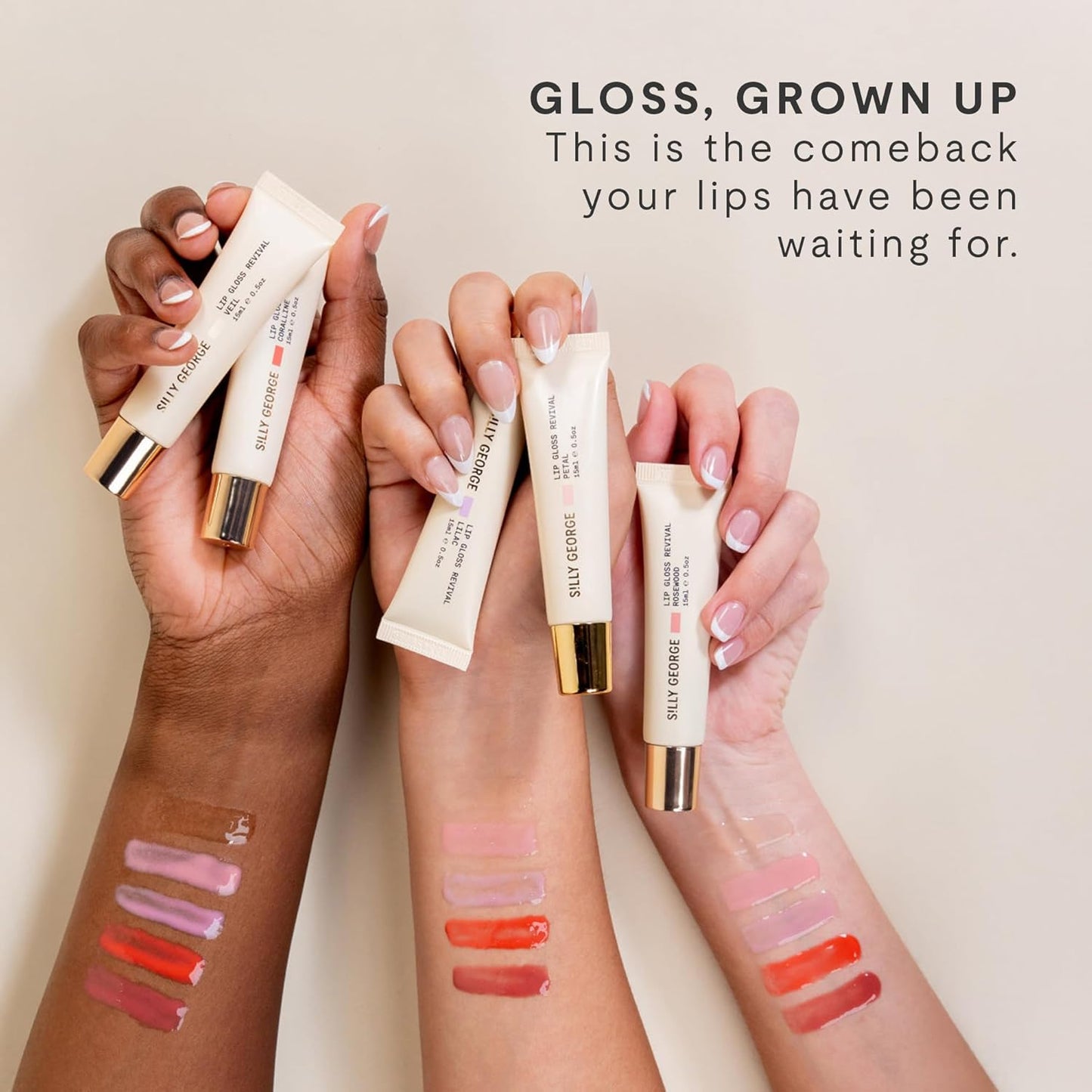 Silly George Lip Gloss Revival - Hydrating Glossy Glaze with Peptides & Shea Butter | Lilac 15ml Tube