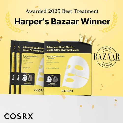 COSRX Advanced Snail Mucin Hydrogel Face Masks - Collagen Boosting Skincare | 3 Pack