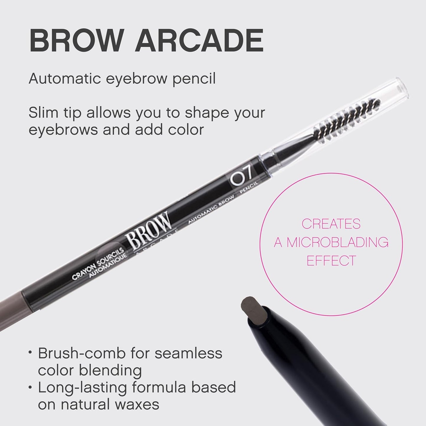 Vivienne Sabó Brow Arcade Eyebrow Pencil - Micro Definer with Brush for Cool Toned Hair | Shade 07 Ash Brown, 0.035 oz