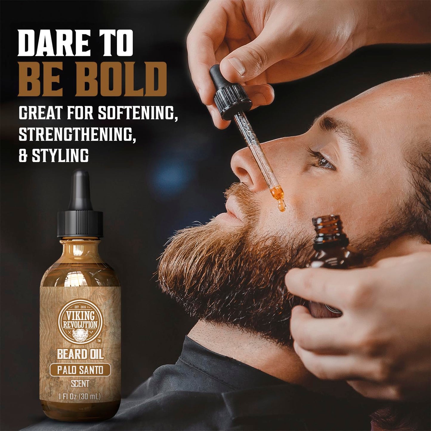 Viking Revolution Palo Santo Beard Oil - Natural Argan & Jojoba Oil Beard Conditioner | Softens & Moisturizes (1 Pack)