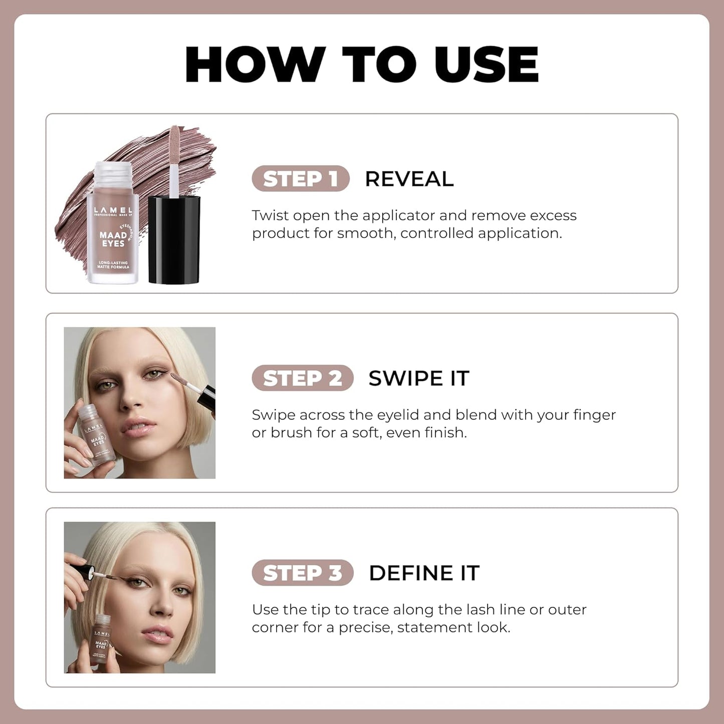 Lamel Matte Liquid Eyeshadow - Long-Lasting Waterproof Eye Tint - Hypoallergenic Brown Cream, 5.2ml