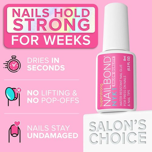 NYK1 NailBond - Super Strong Nail Glue for Press-On Nails & Acrylics - 8ml | Long-Lasting, Mess-Free Application