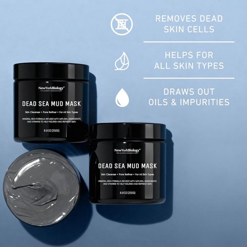 New York Biology Dead Sea Mud Mask - Spa Quality Pore Refiner for Oily Skin | 8.8 oz Natural Skincare