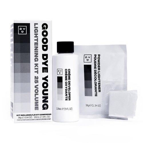 Good Dye Young Hair Lightener Kit - Moisturizing Vegan Bleach with Dust-Free Powder & 25 Volume Developer (4 oz.)