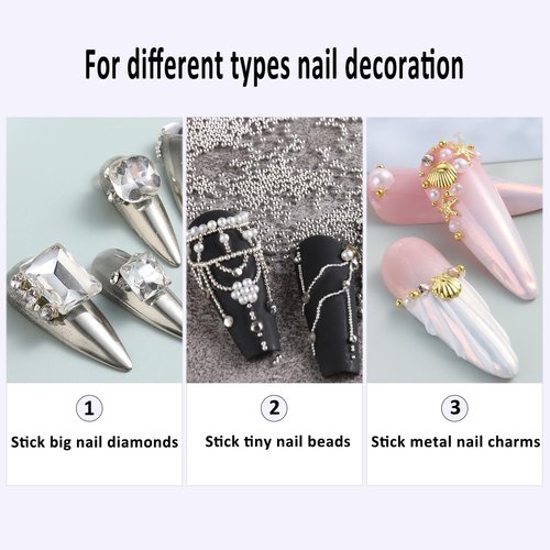 Fcozpjk 30ML Rhinestone Glue for Nails, 3D Nail Charms Gel Nail Glues Super Strong Bling Gel, Stick Nails Gems Jewel Caviar Beads Diamond Glue for Nails Professional Manicure Accessories